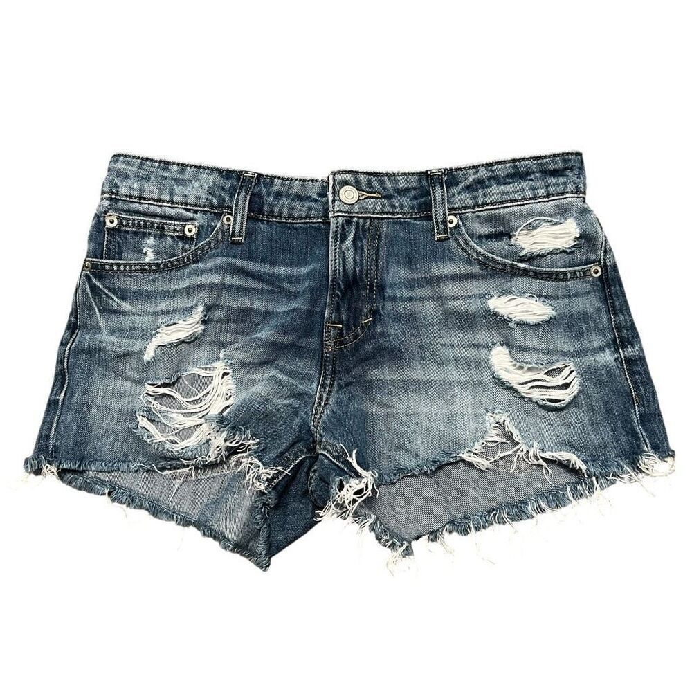 LUCKY BRAND The Cut Off Medium Wash Distressed Jean Shorts Size 4/27